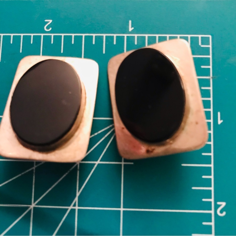 Vintage Sterling Silver & Black Onyx clip on earrings